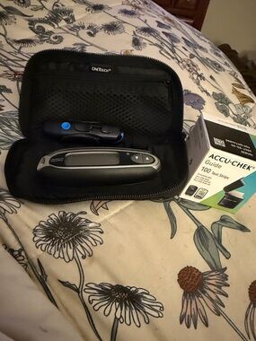 OneTouch Blood Glucose Meter with Case - Black/Silver and Accu-Chek Test Strips